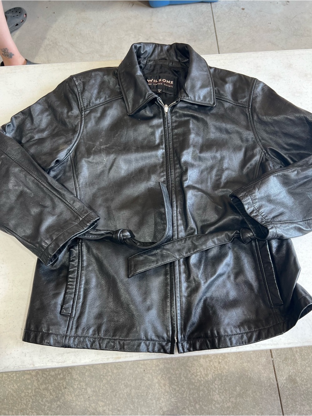 Wilsons Leather Black Women's Leather Jacket with Belt